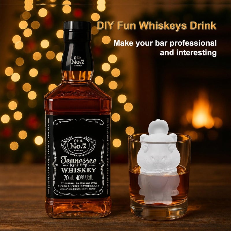 SIUPER 3D Capybara Ice Cube Silicone Molds Tray for Whiskey, Cocktail, Drink, Bar; Rich Details. Fun Animal Mold for Craft Taba Squishy Chocolate Soap Candle Resin Gift for Women Girls Boys; 2 Pack - Image 2
